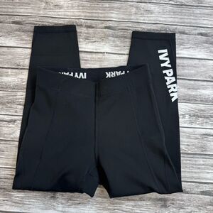 Ivy Park Women's Cropped Running Leggings Small Black White Athletic Capri